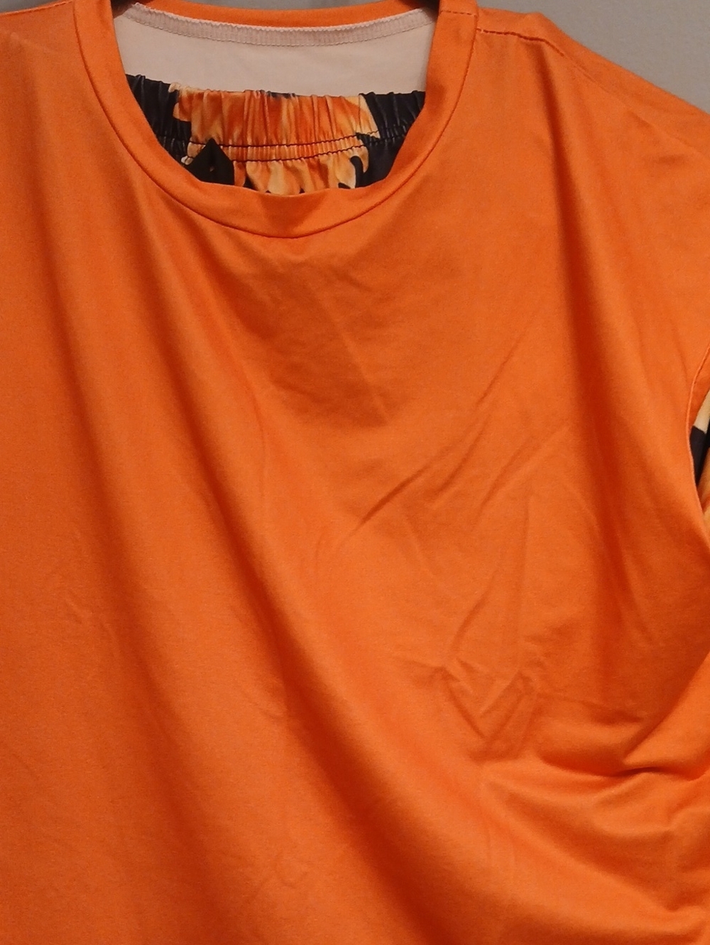 Orange Women's Skirt Set Top — Vibrant Solid Tee